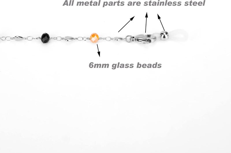 Hongeely Eyeglass Chain Silver Stainless Steel Handmade Necklace for Reading Glasses Sunglass Beaded Chains for Men Women - Image 5